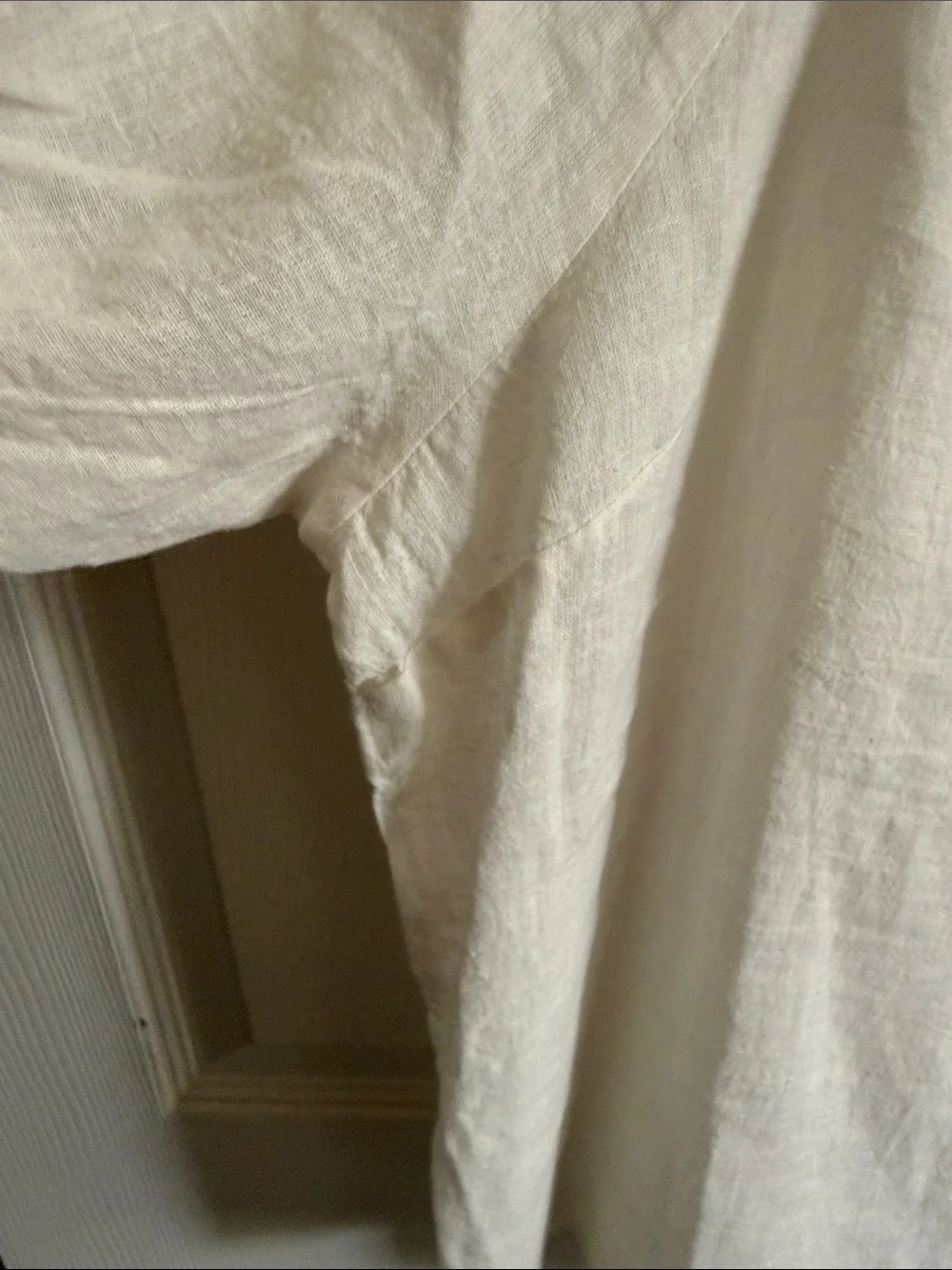 Madewell Cream Square-Neck Puff Sleeve Linen Top